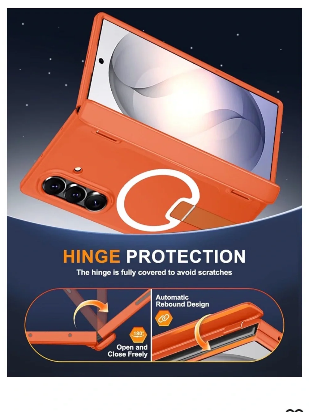 Samsung Orange Rugged Magnetic Kickstand Case for Galaxy Z Fold 8 ultra